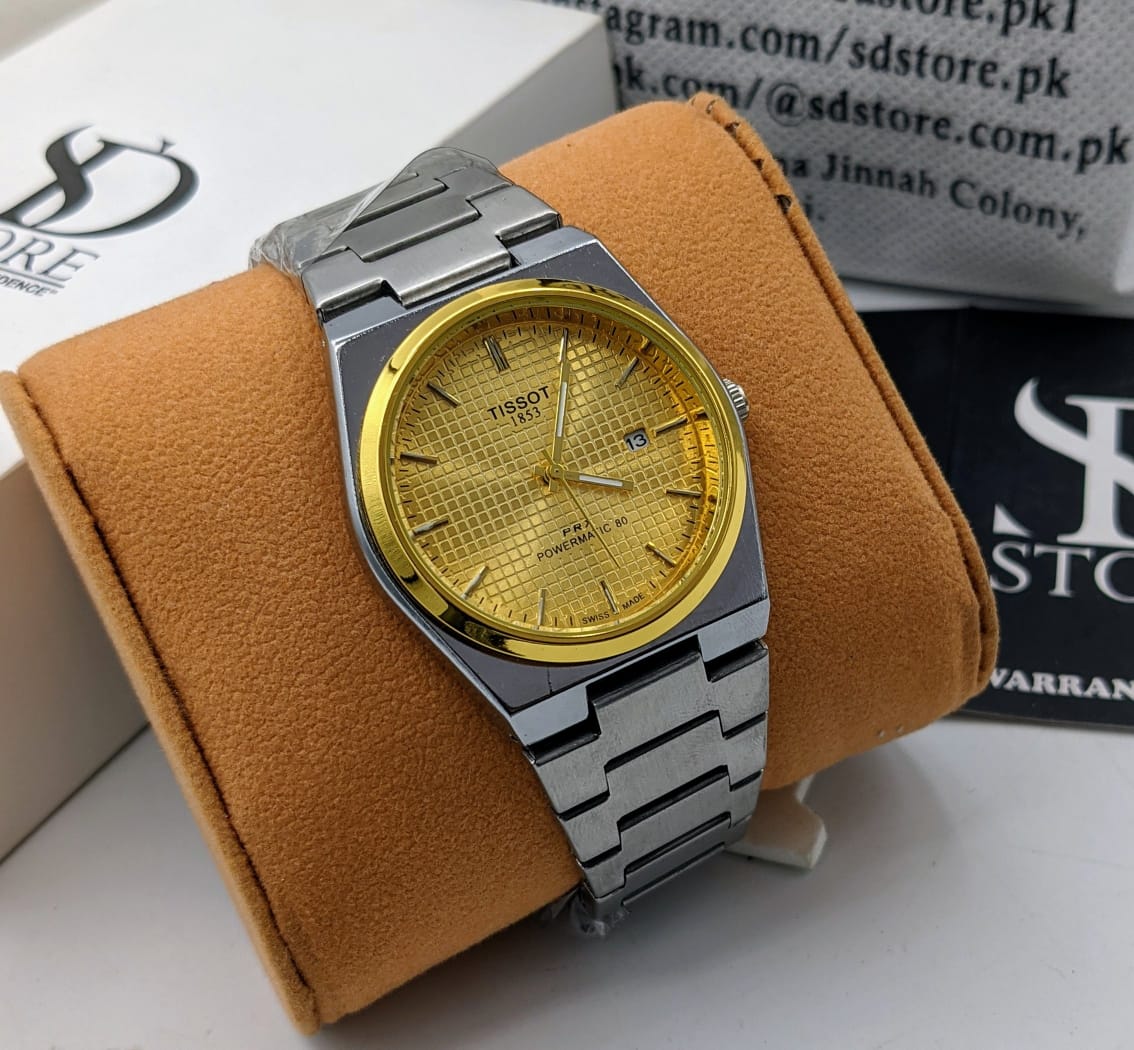 Mens Branded Watch PRX - Stainless Steel - Golden Dial