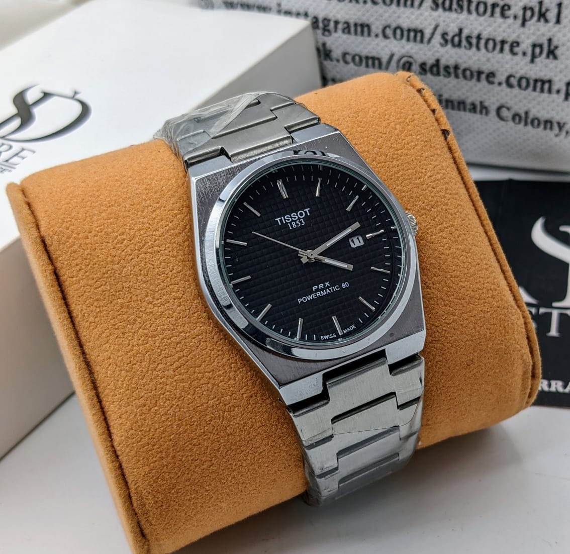Mens Branded Watch PRX - Stainless Steel - Black Textured Dial