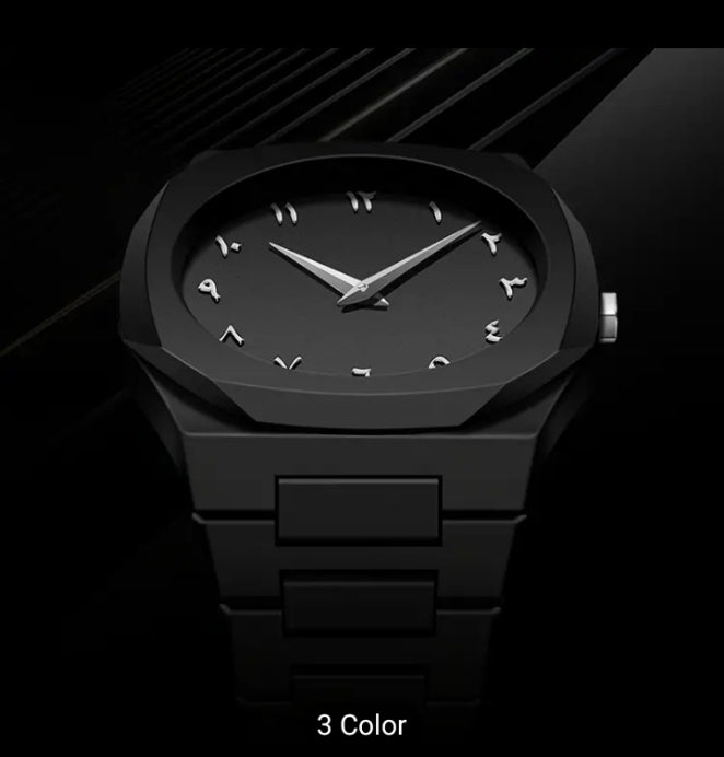 Black Aura Arabic Men's Watch - White Digits