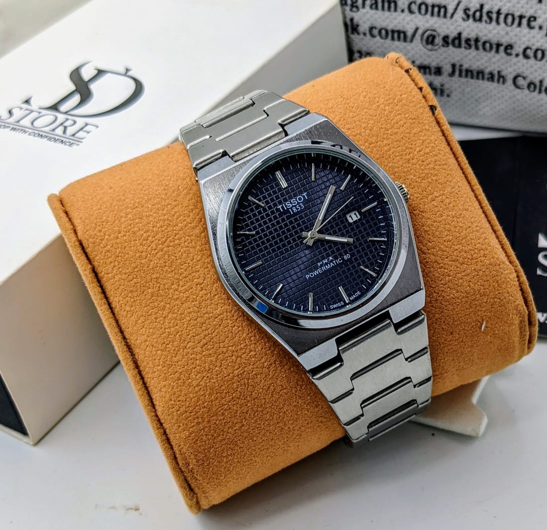 Mens Branded Watch PRX - Stainless Steel - Navy Textured Dial