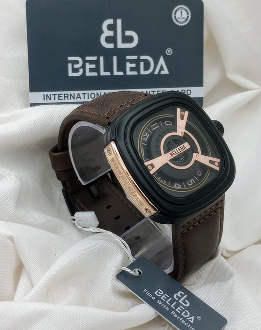 Belleda Men's Leather Strap Watch - Seven Friday Model