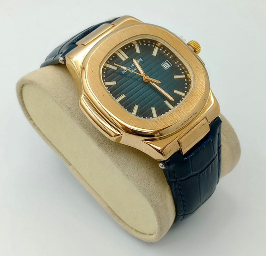 Most Demanding Watch for Men's - Golden Dial Blue Strap