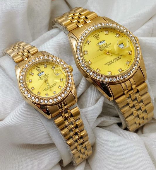 Couple Watches Best Gift for Couples - Golden Dial