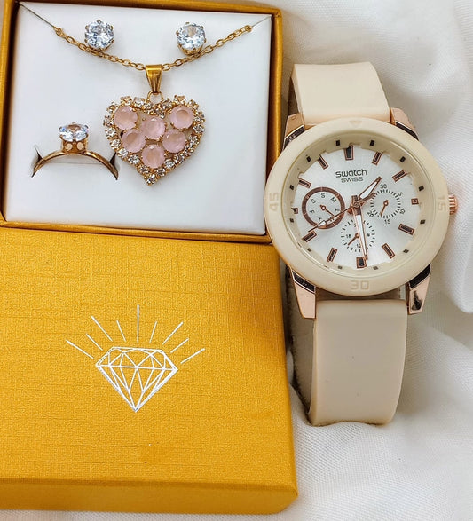 Swatch Watch With Jewelry set.