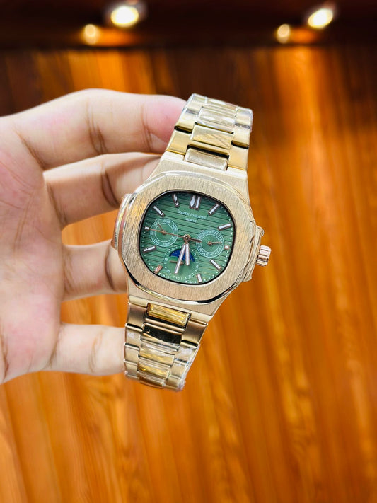 Branded Men's Chronograph Watch - Green Dial