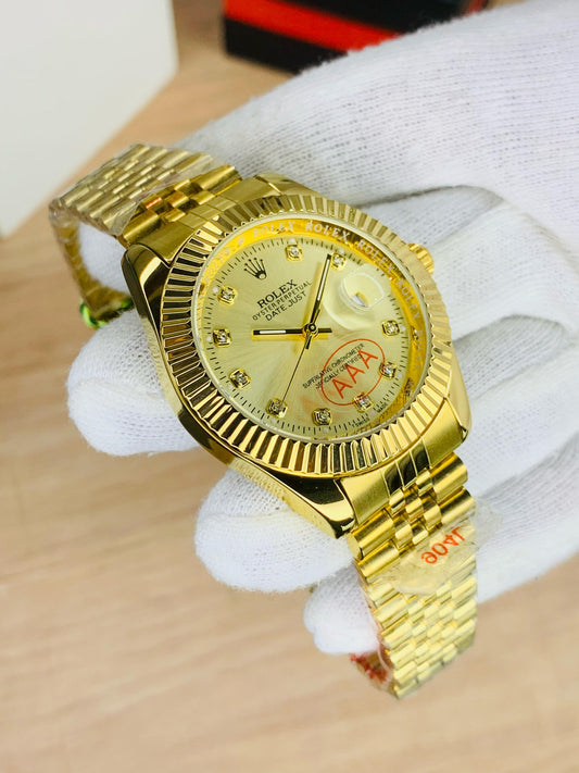 Men's Branded Watch Date Just Full Golden