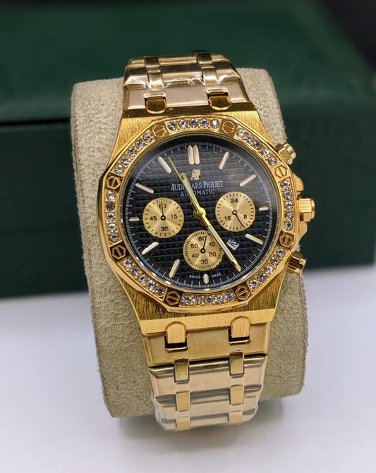 AP Branded Watch for Men's - Golden Black