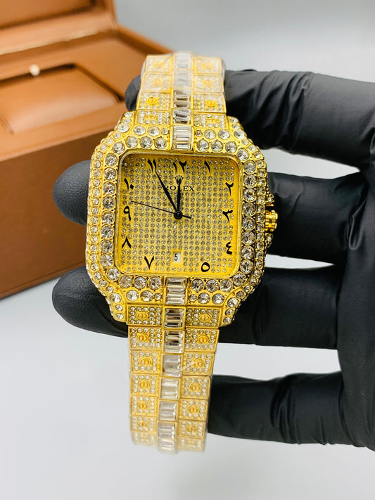 RLX Diamond Watch For Men's - Golden