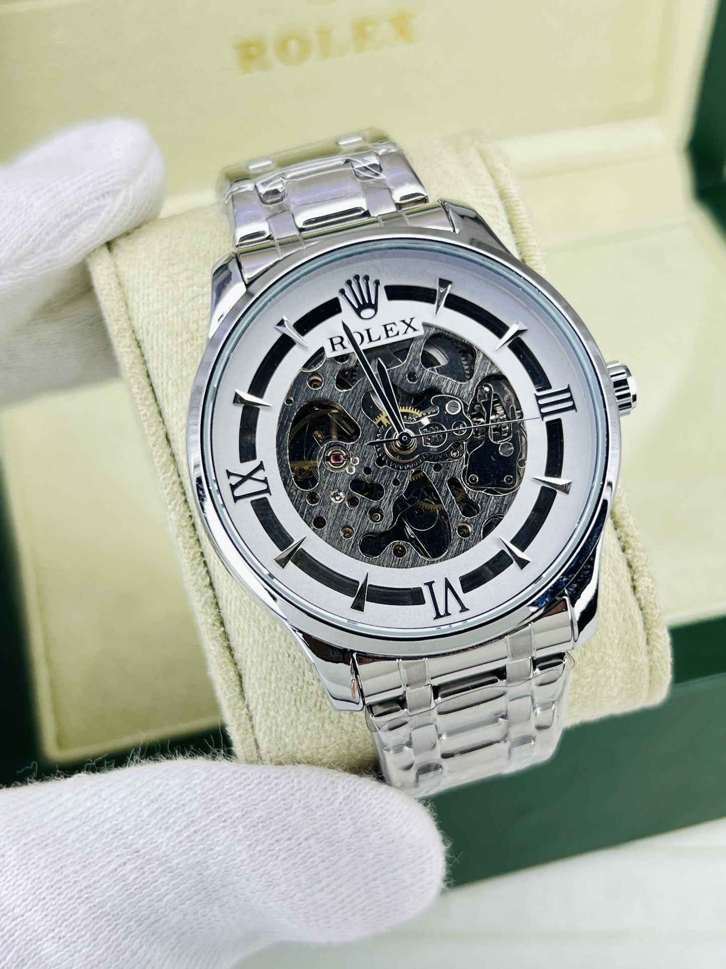 Automatic Skeleton Watch for Men's - Silver