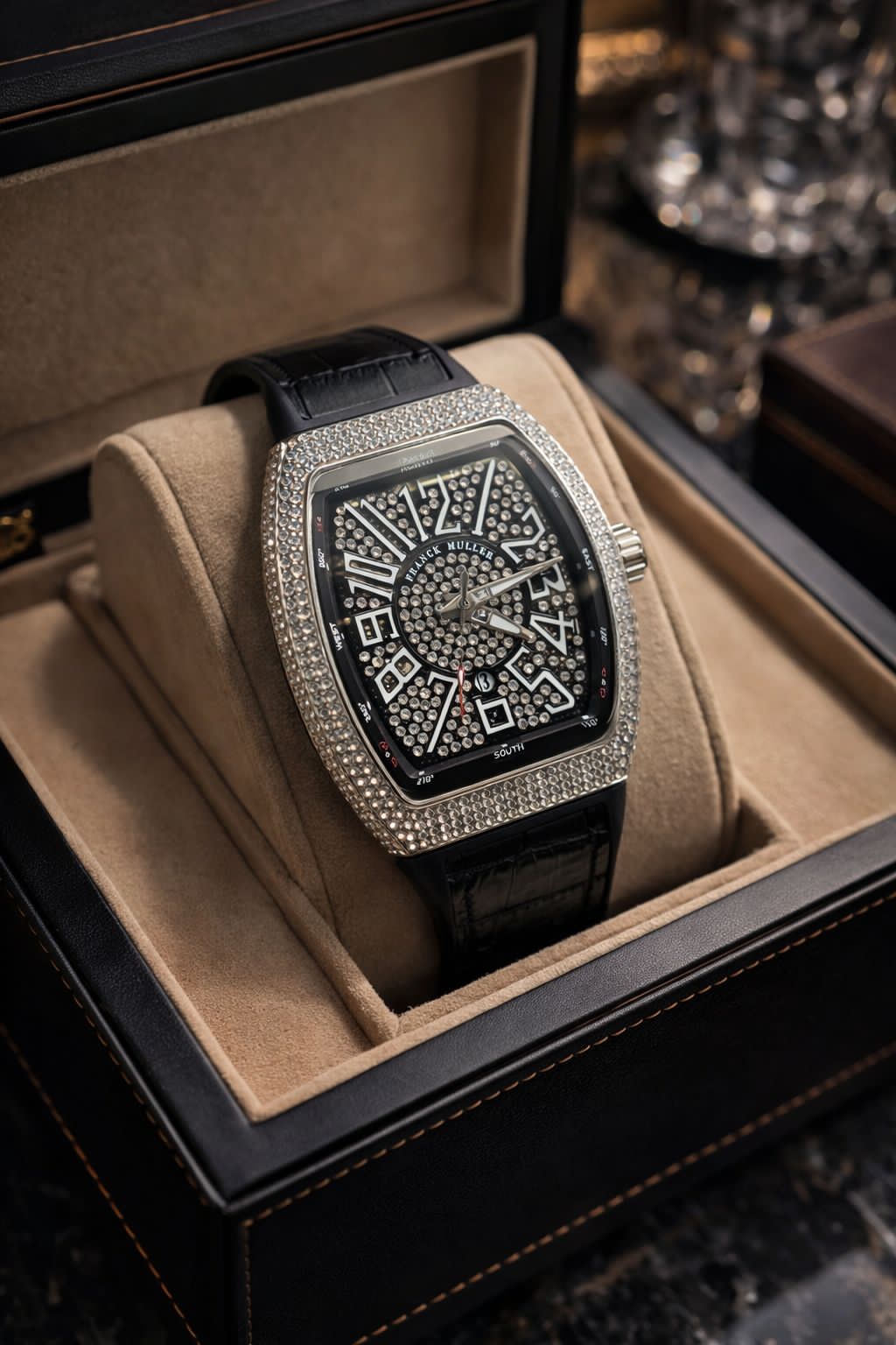 Men's Branded Watch - Silver Dial Black Strap