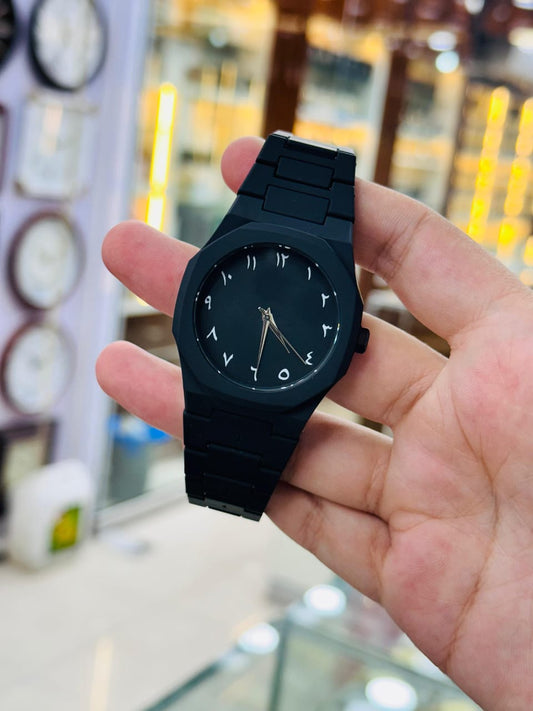 Black Aura Arabic Men's Watch - White Digits
