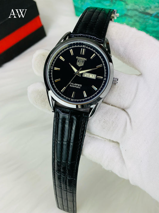 Men's Branded Leather Strap Watch