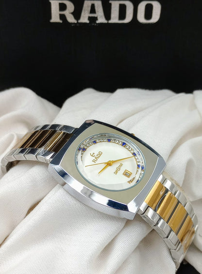 Branded Men's Wrist Watch - Golden Silver - Stainless Steel