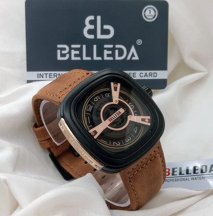 Belleda Men's Leather Strap Watch - Seven Friday Model