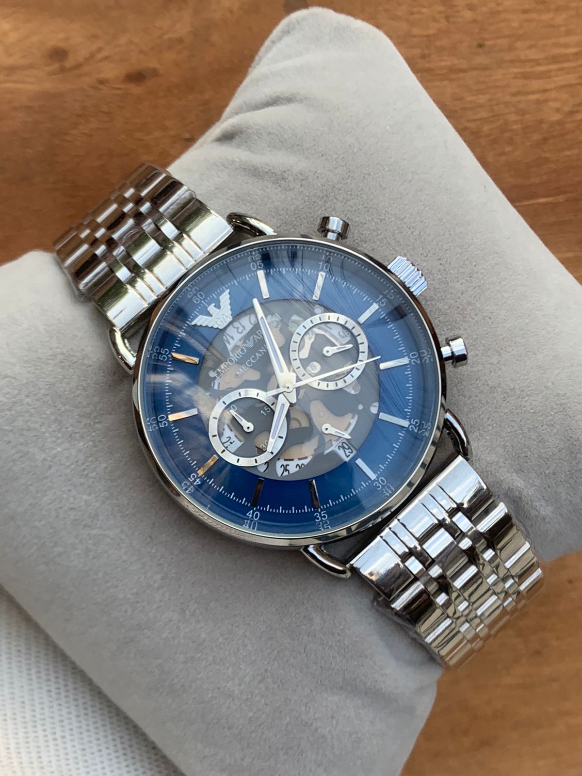 Branded Wrist Watch For Men's - Black and Blue Dial