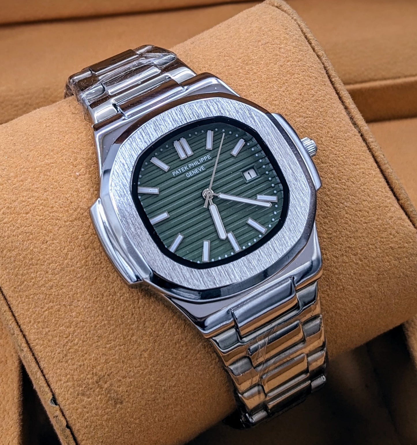 Men's Branded Watch - Green Dial - Stainless Steel